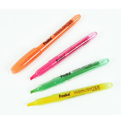 Pack of 12 Slim Green Highlighter Pens - Chisel Tip