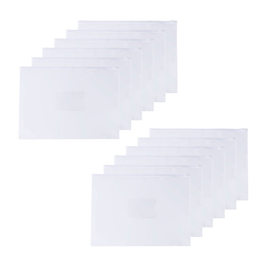 Pack of 12 A4 Clear Zippy Bags with White Zip