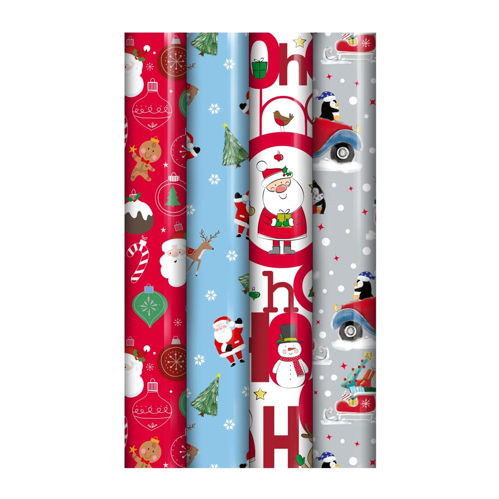 Single 4m Cute Christmas Design Gift Wrap Roll