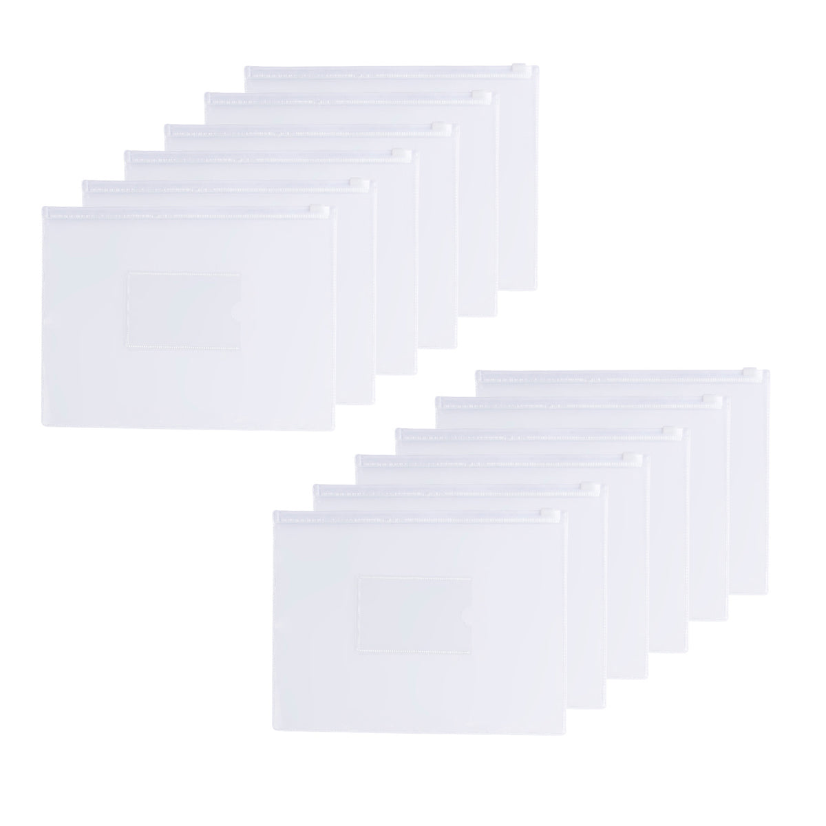 Pack of 12 A5 Clear Zippy Bags with White Zip