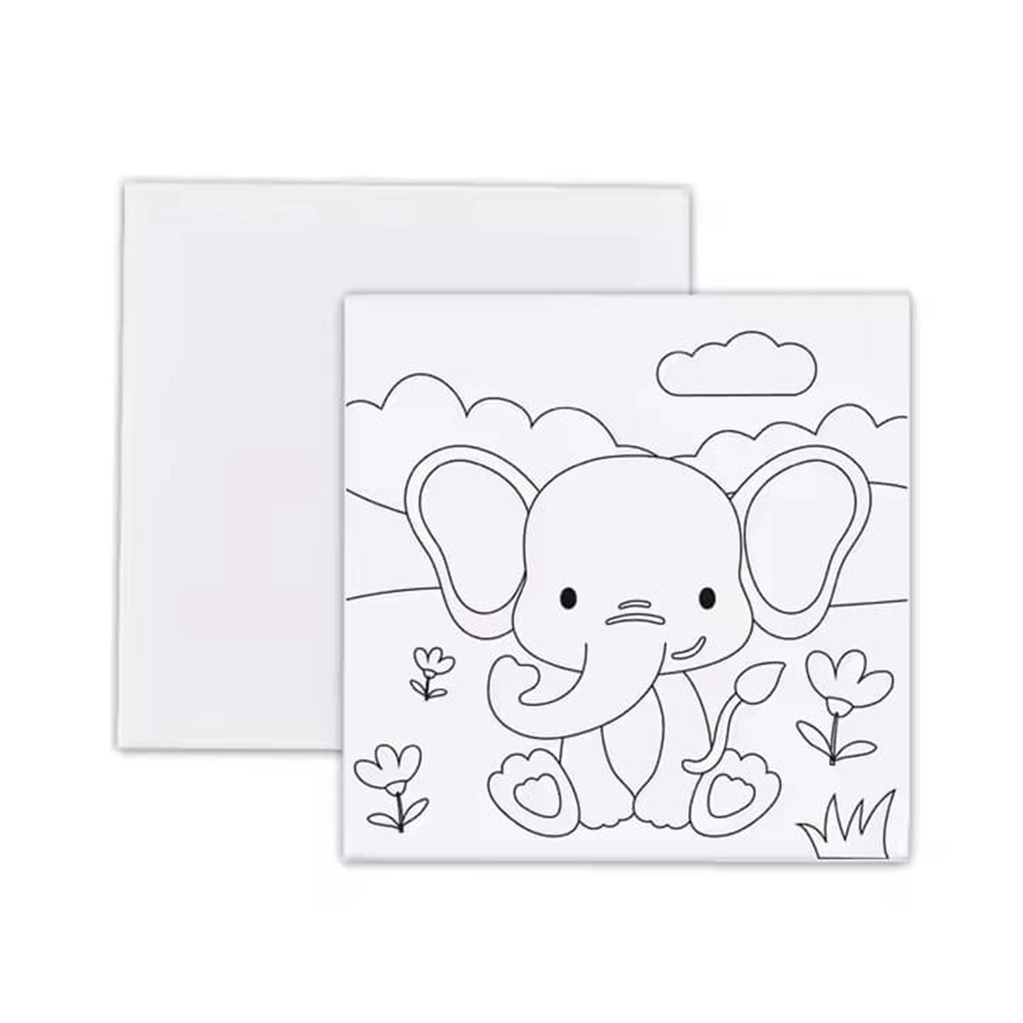 20 x 20cm Pre Drawn Outline Canvas Paint For Kids