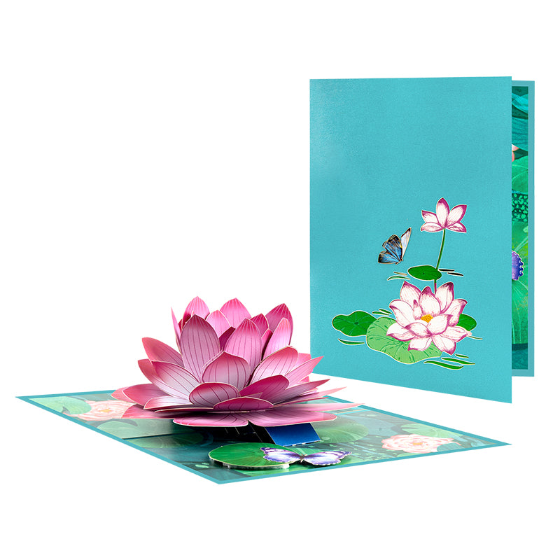 Floating Grace Pink Lotus Pop Up Greeting Card