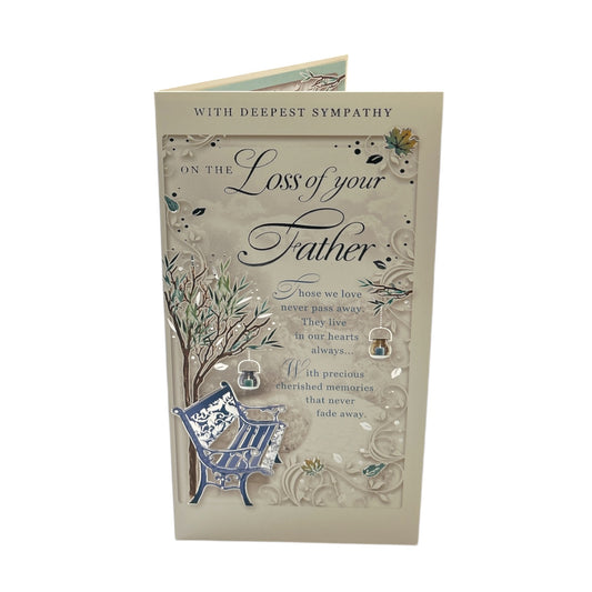 On The Loss of Your Father Autumn Design Sympathy Opacity Card