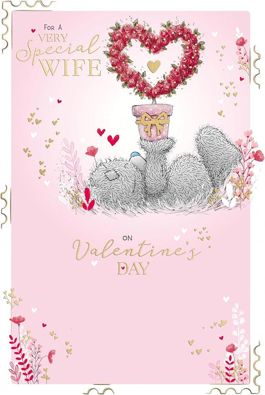 Bear With Heart Shaped Plant Wife Valentine's Day Card
