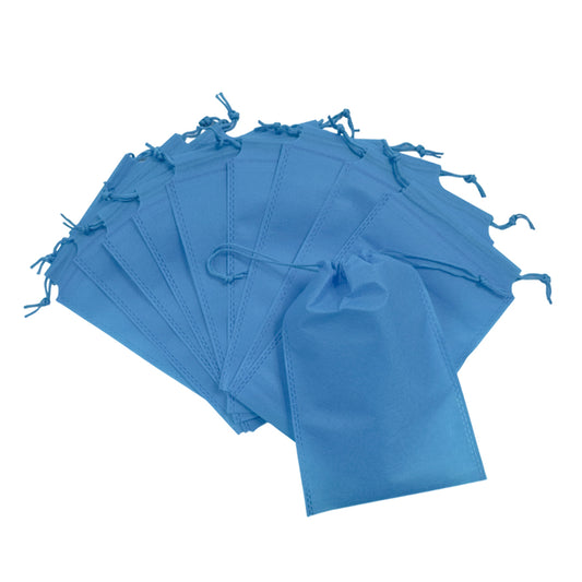 Pack of 100 Light Blue Coloured 35x25cm Non-Woven Drawstring Bags