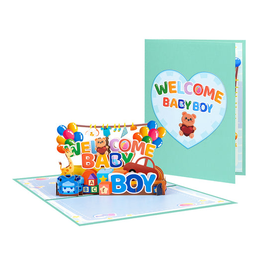 Bundle of Joy Welcome Baby Boy 3D Pop Up Greeting Card