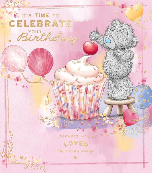 Bear Putting Cherry On Cake Cute Birthday Card