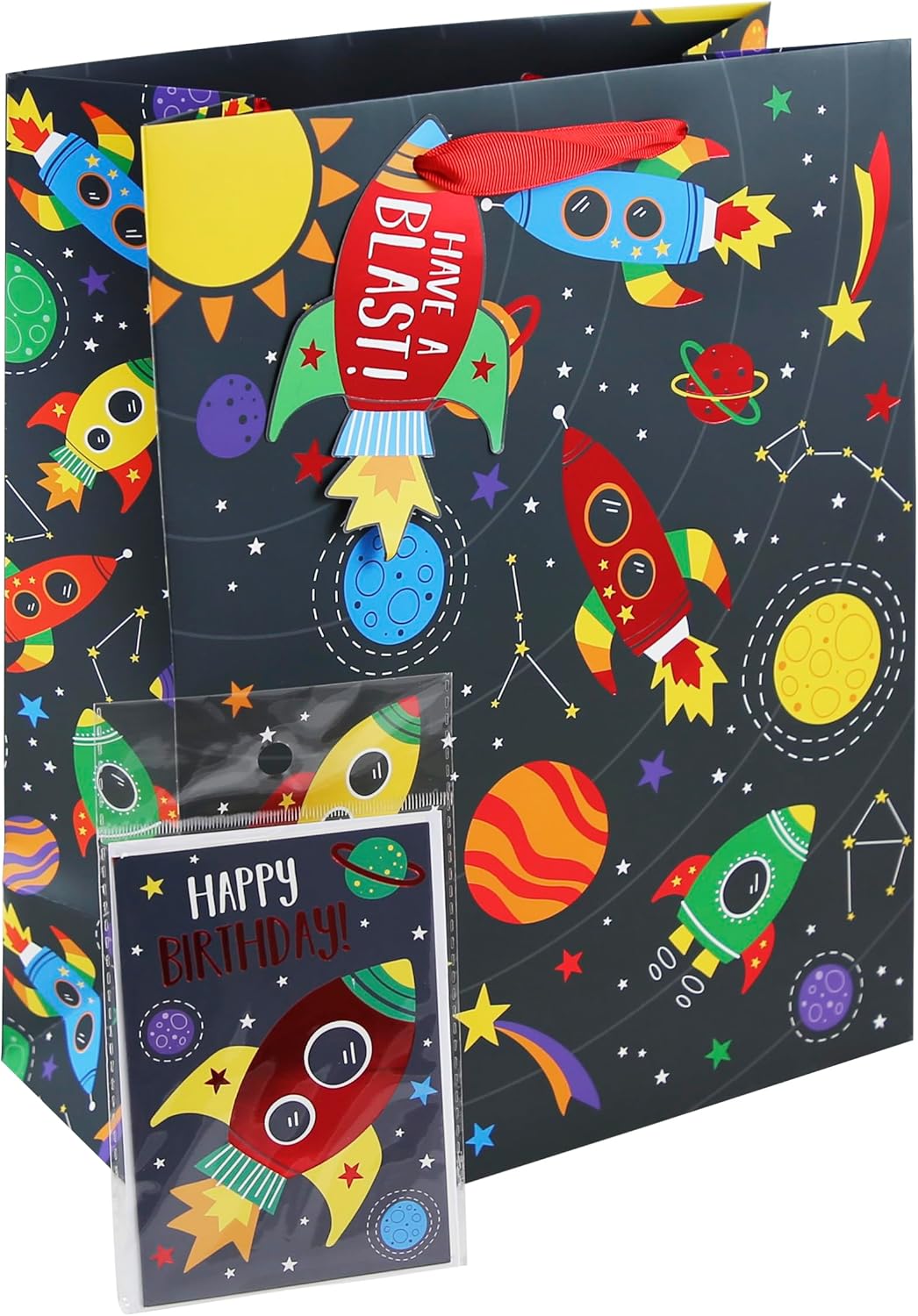 Space Theme Solar System Happy Birthday Extra Large Gift Bag