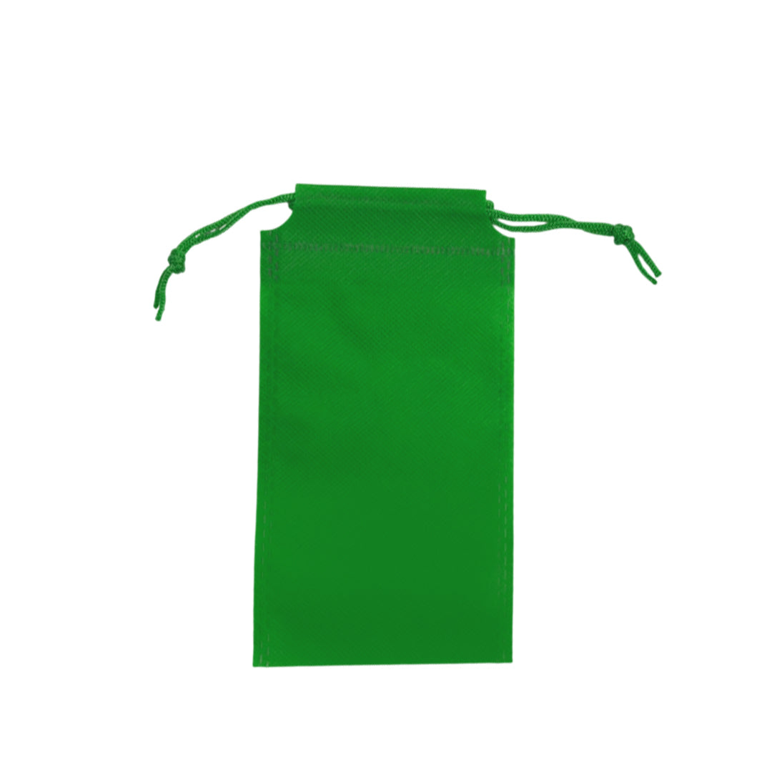 Pack of 100 Dark Green Coloured 19x10cm Non-Woven Drawstring Bags