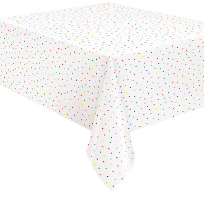 Dots and Stars Birthday Rectangular Plastic Table Cover, 54
