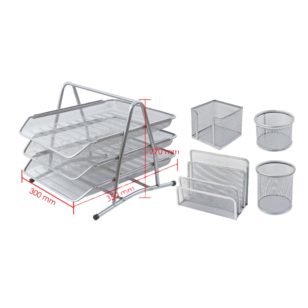Wire Mesh File 5 Pieces Wire Mesh File Tray Office Organiser set – Choice Wholesale