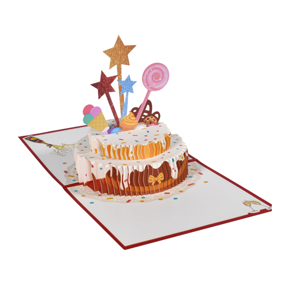 Red Cake and Sprinkles Design 3D Pop Up Birthday Card