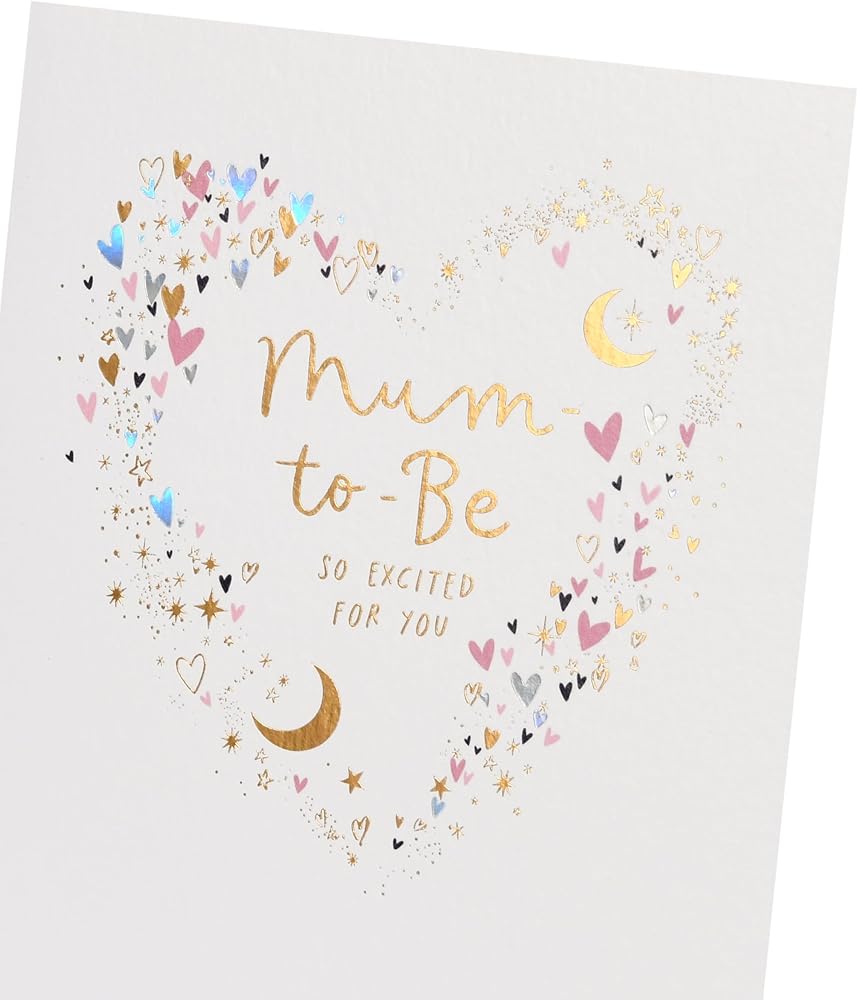 Hearts and Starts in Heart Shape Mum to Be Congratulations Card