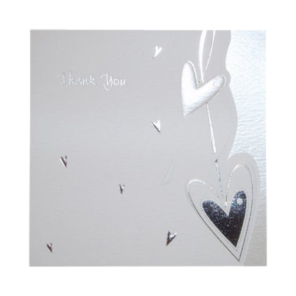 Pack of 5 Luxury White Wedding Gift Thank You Cards with Hearts & Pearlised Edge