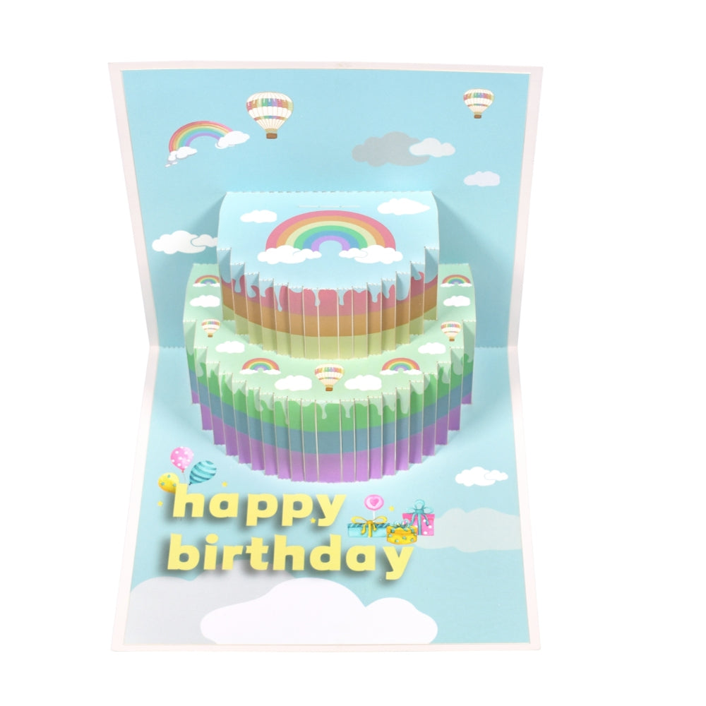 Rainbow Cake 3D Pop Up Birthday Card with Personalized Age Numbers