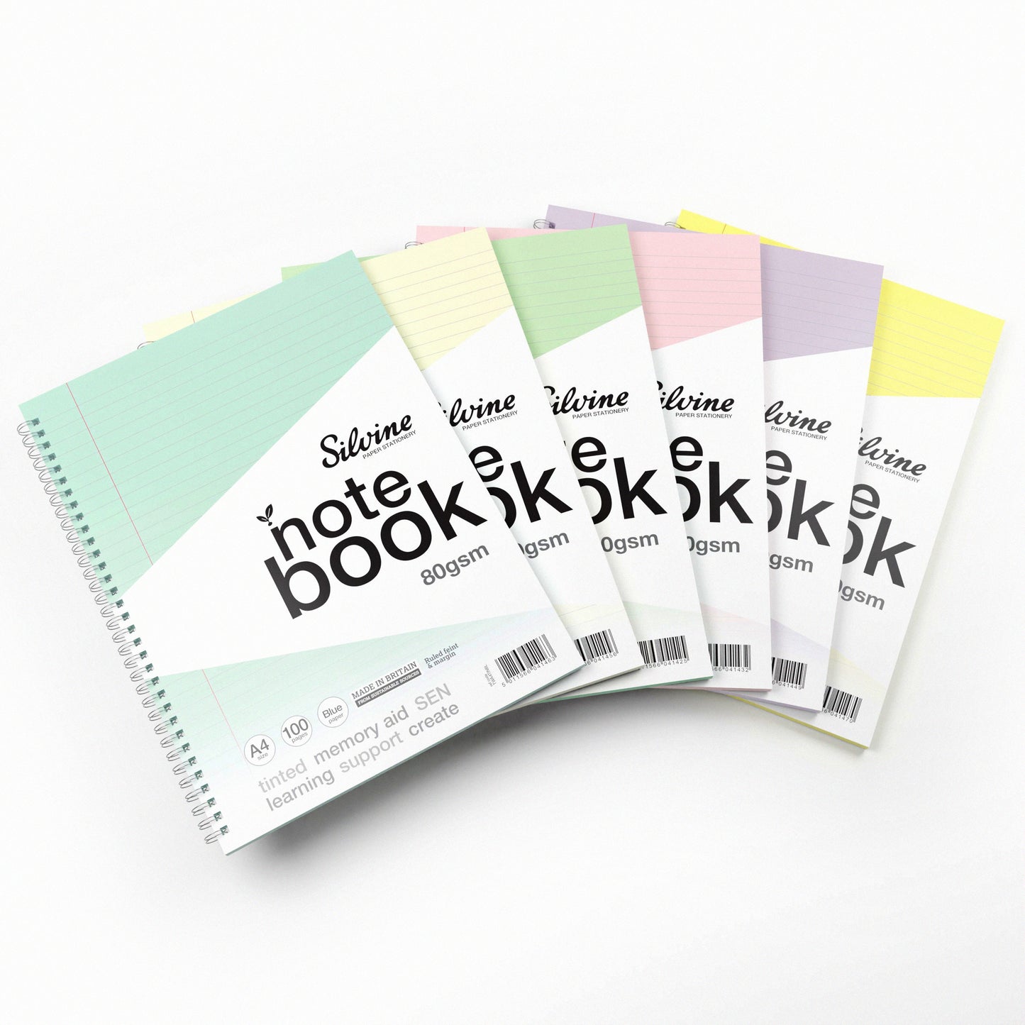 A4+ 100 Pages Twin Wire SEN Yellow Paper Dyslexia Notebook - Lined with Margin