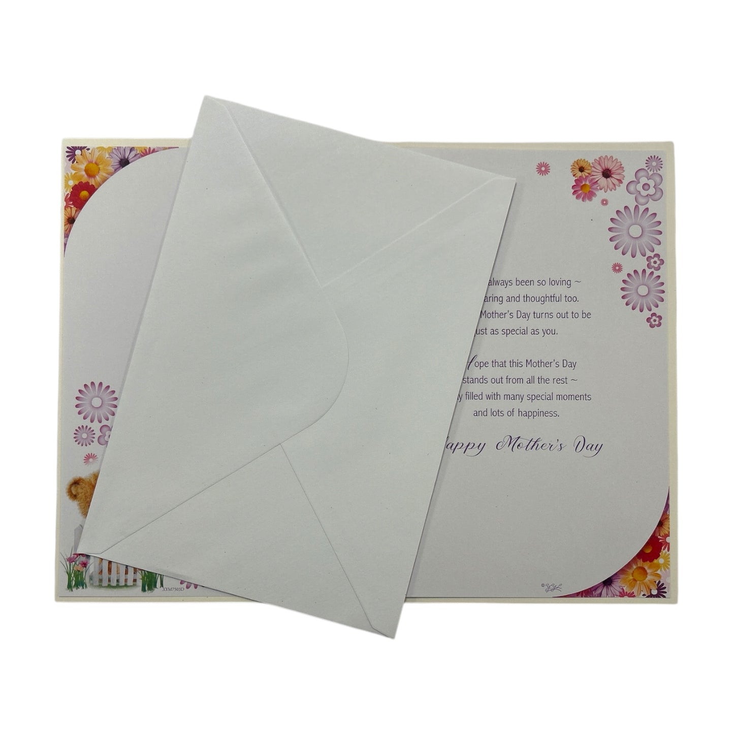 To My Wife Teddy With Envelope & Flowers Design Mother's Day Card