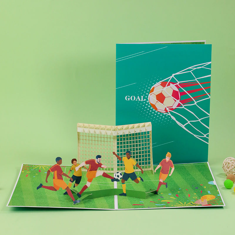 Football GOAL Design 3D Pop Up Greeting Card -Soccer Sports Team Kid Boys Girls Birthday