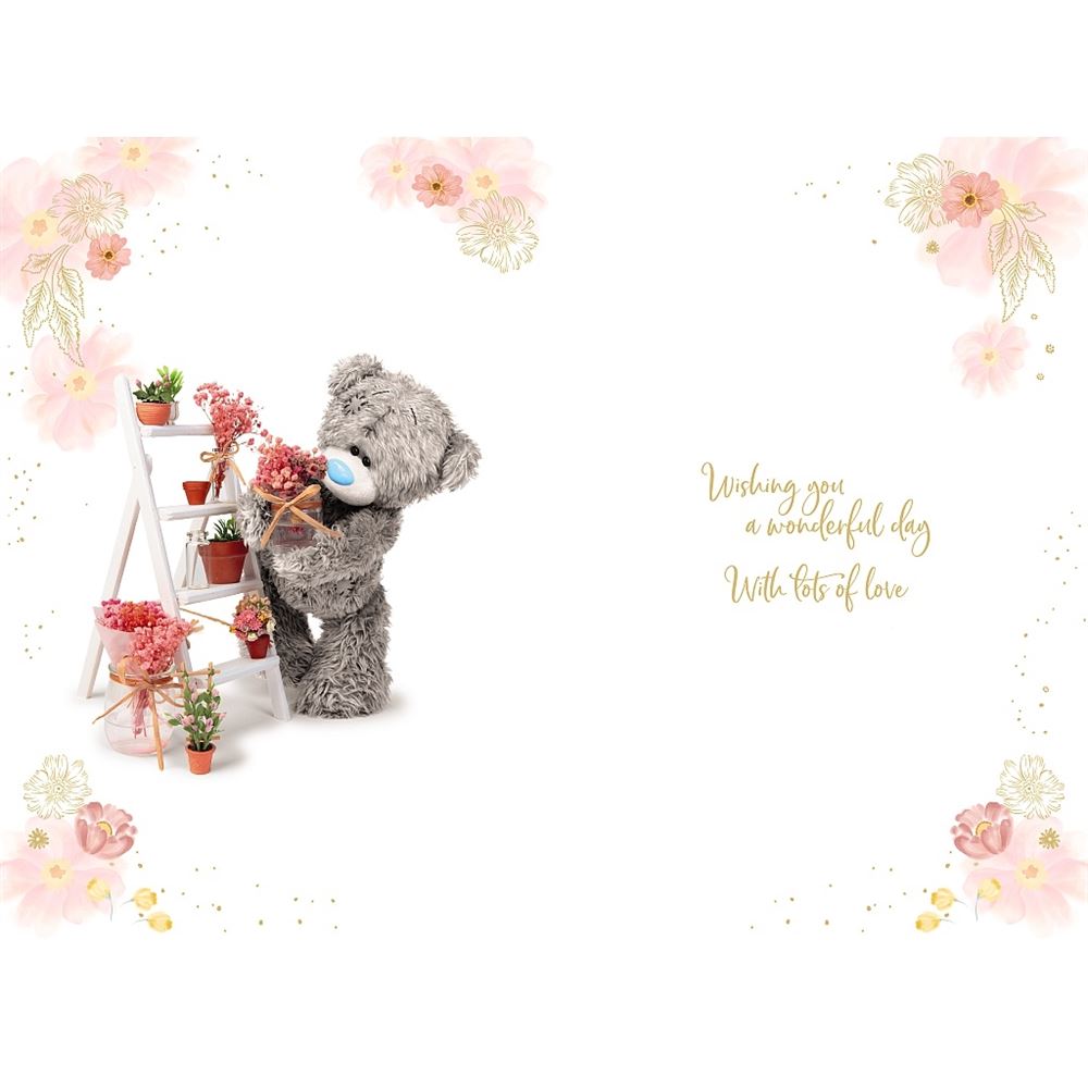 Bear With Ladder And Plant Pots Mother's Day 3D Keepsake Card