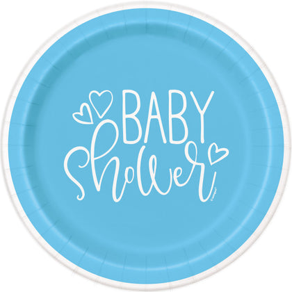 Pack of 8 Blue Hearts Baby Shower Round 9