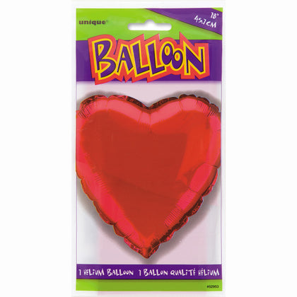 Red Solid Heart Foil Balloon 18