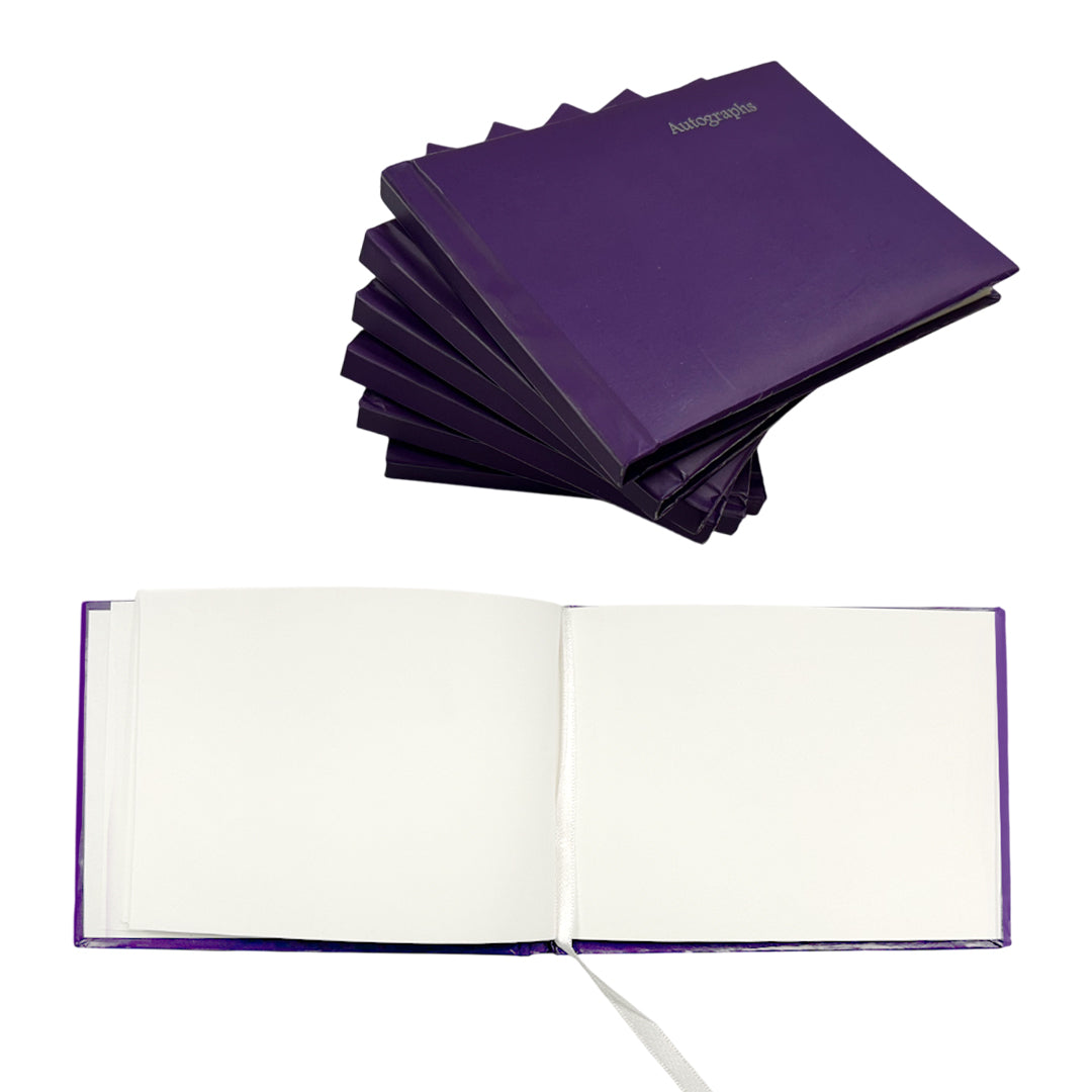 Pack of 12 Purple 100 Pages Autograph Books – School Leavers Signature, End of Term Memory Book