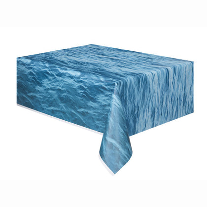 Ocean Waves Rectangular Plastic Table Cover, 54