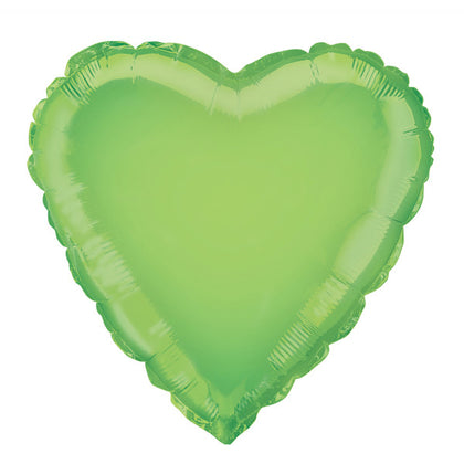 Lime Green Solid Heart Foil Balloon 18