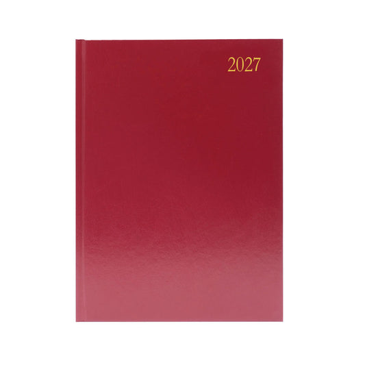 2027 A4 Week To View Burgundy Desk Diary KFA43BG27