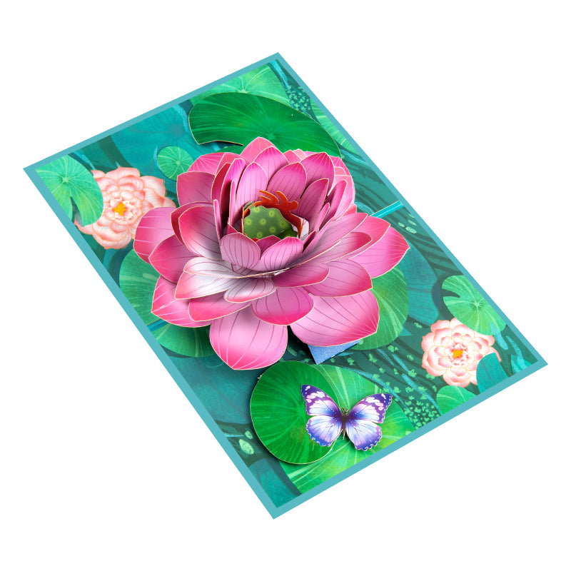 Floating Grace Pink Lotus Pop Up Greeting Card