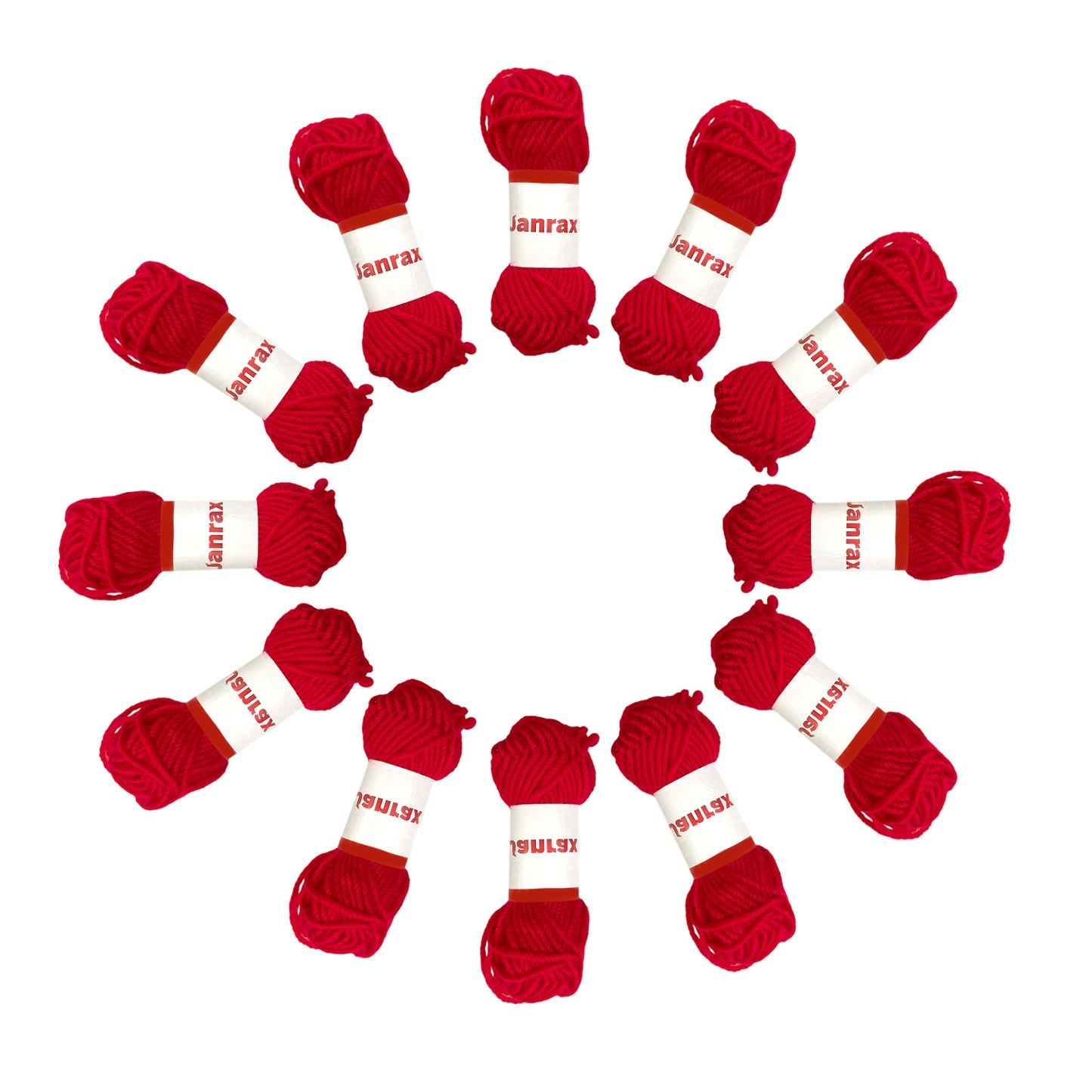 Pack of 10 Red Acrylic Yarn Rolls – 10g each, 4 Strand 8 Ply Knitting Wool