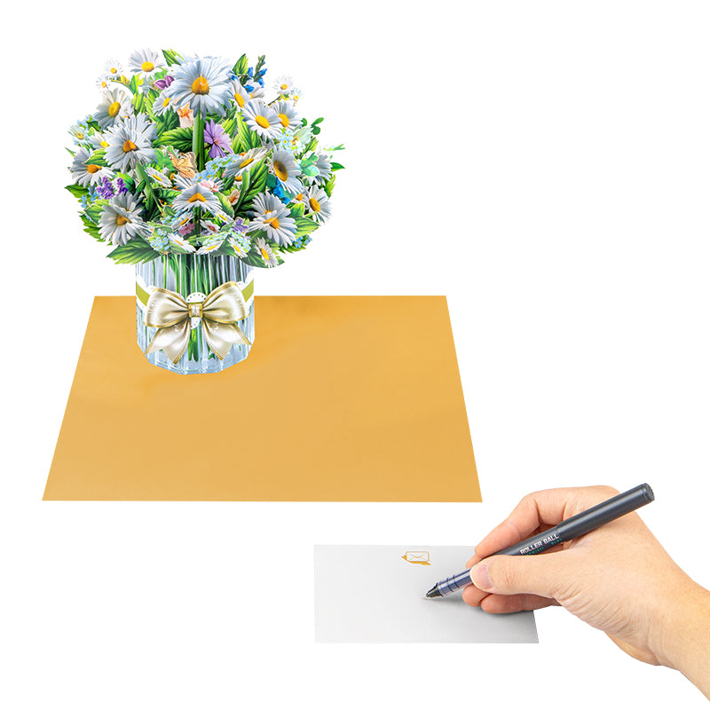 Garden Grace Daisies & Butterflies 3D Pop Up Floral Vase Card