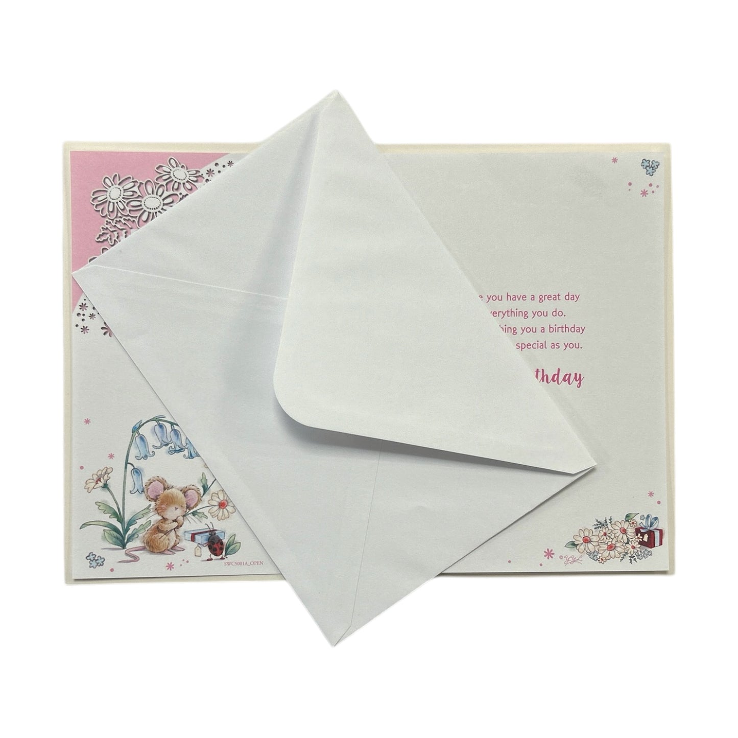 To Dear Daughter Cute Mouse with Flowers Design Birthday Card