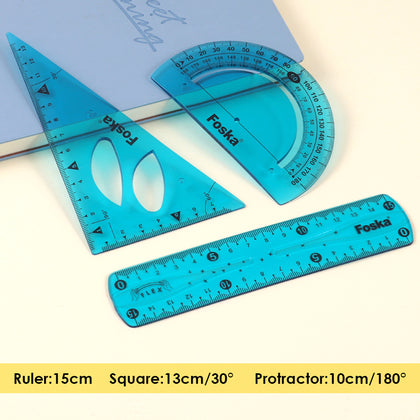 3 Pieces Plastic Flexible Ruler Geometric Set