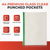 Pack of 25 A4 Premium Glass Clear Punched Pockets (90 Micron)