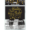 Pack of 8 Glittering New Year 12" Latex Balloons