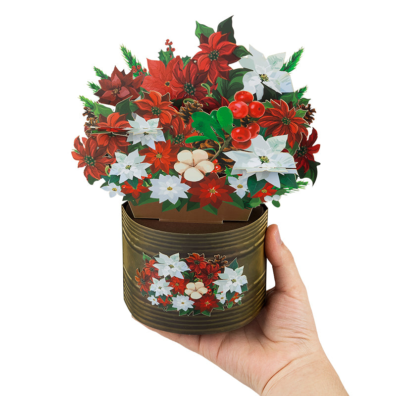Poinsettia Bouquet Holiday 3D Pop Up Christmas Card