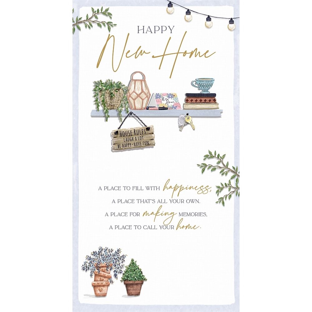 Decorative Shelf and Keys Happy New Home Congratulations Card