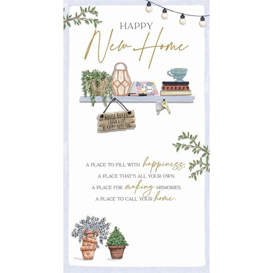 Decorative Shelf and Keys Happy New Home Congratulations Card
