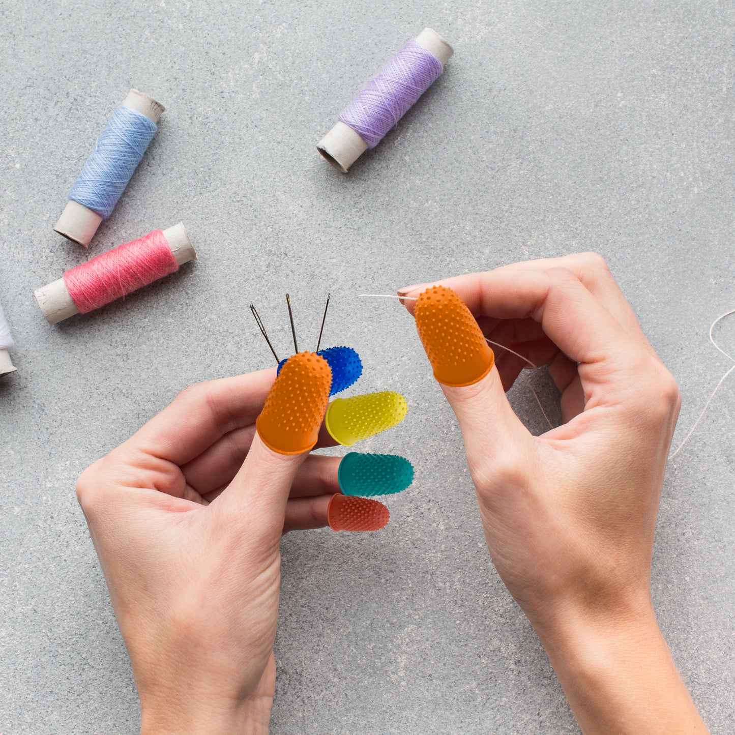 Pack of 12 Blue No.1 Rubber Thimblettes - Medium Thimble Finger Cones