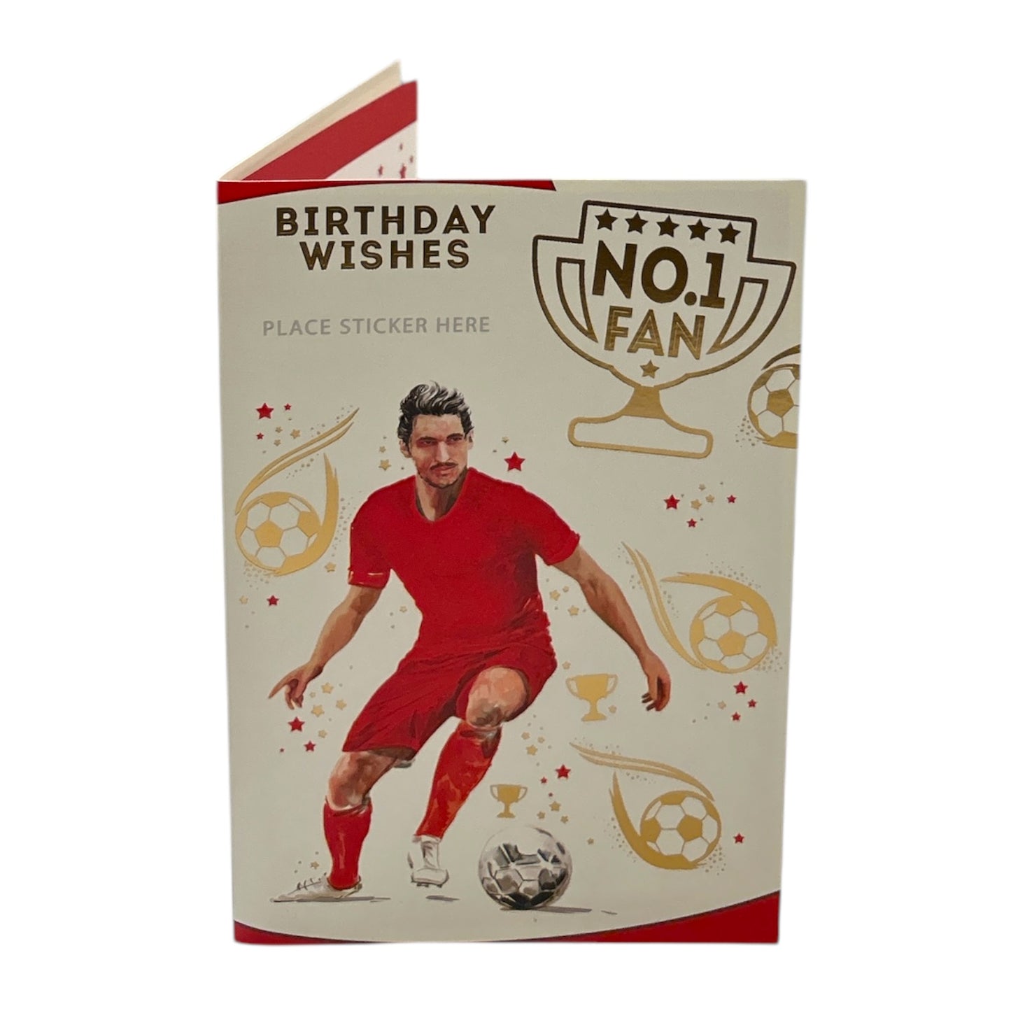 A Man In Red Soccer Uniform Customized Male Birthday Card