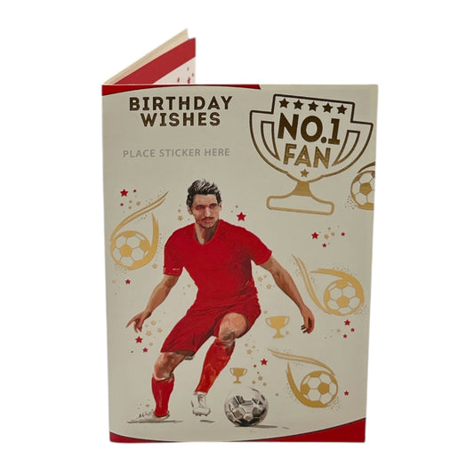 A Man In Red Soccer Uniform Customized Male Birthday Card