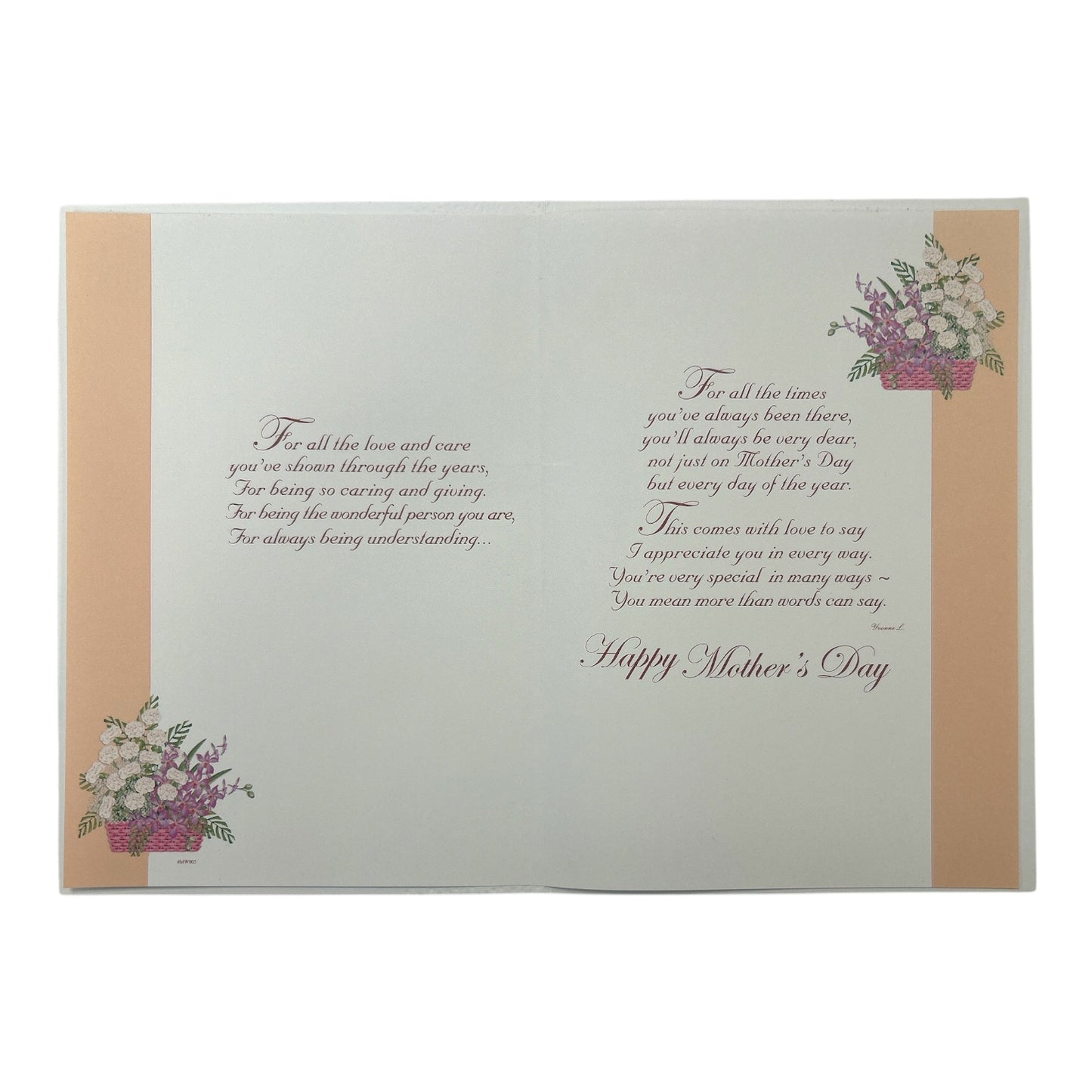 From Your Son Overflowing Flower Basket Design Mother's Day Card