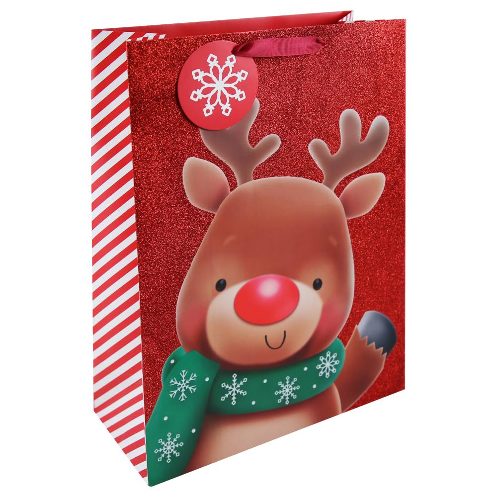 Rudolph Glitter Extra Large Christmas Gift Bag