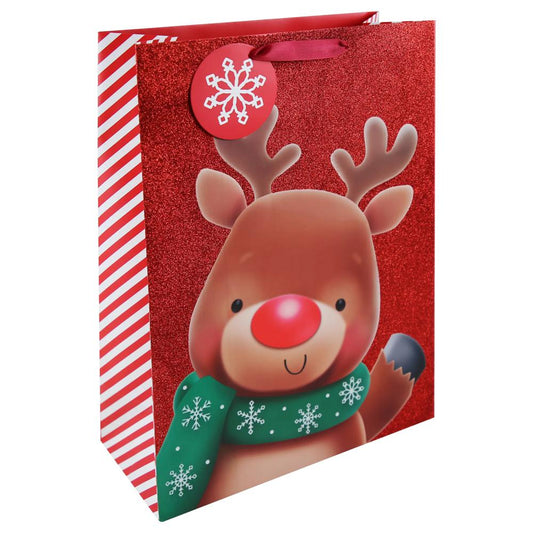 Rudolph Glitter Extra Large Christmas Gift Bag