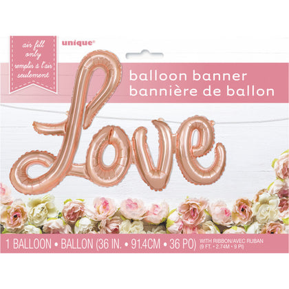 Rose Gold Love Foil Letter Balloon Banner Kit, 36