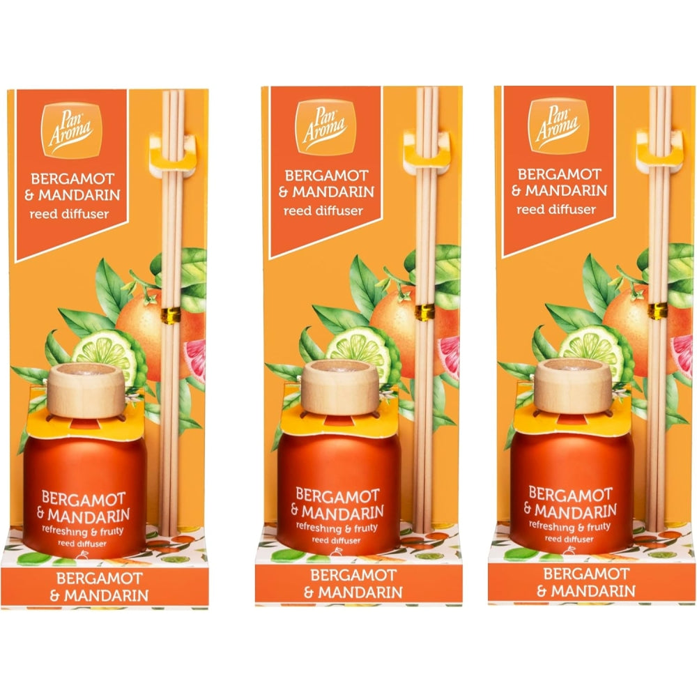 Pack of 3 Pan Aroma Bergamot & Mandarin Reed Diffusers 50ml