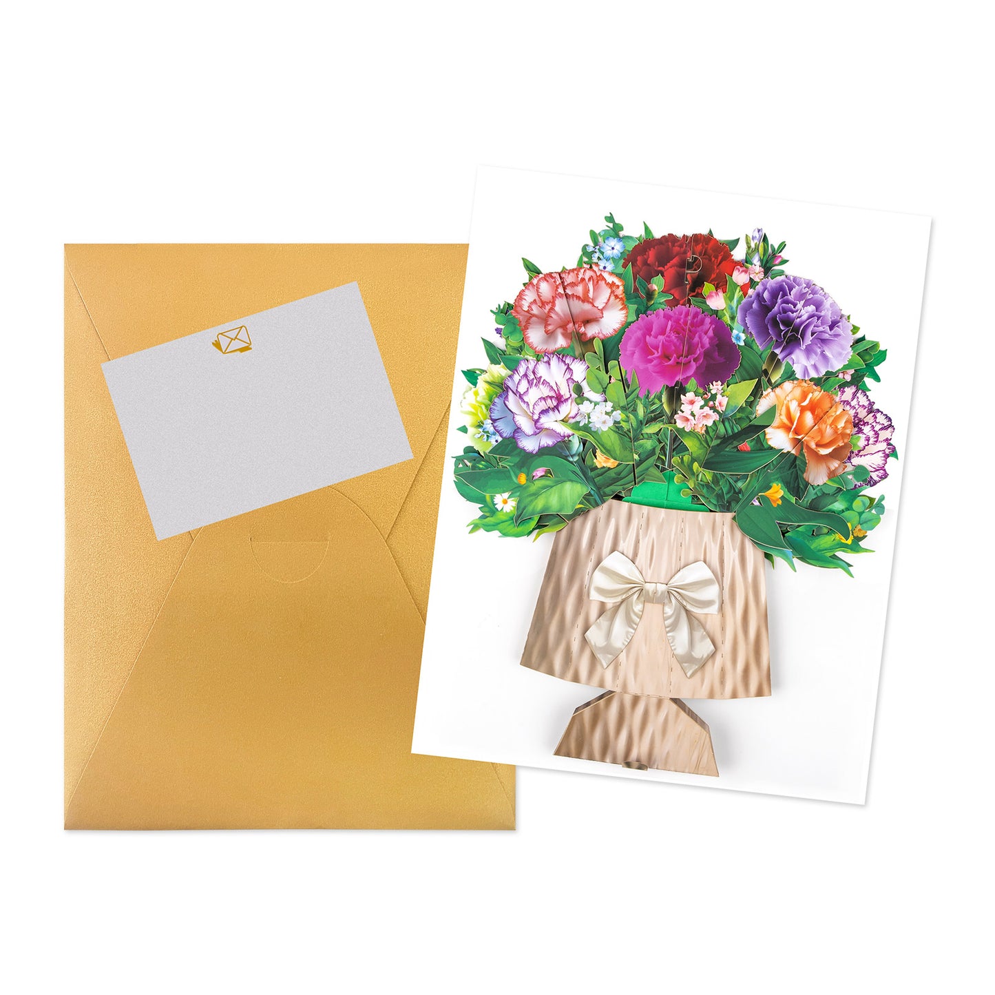 Elegant Carnation Bouquet Gift Design 3D Pop Up Card