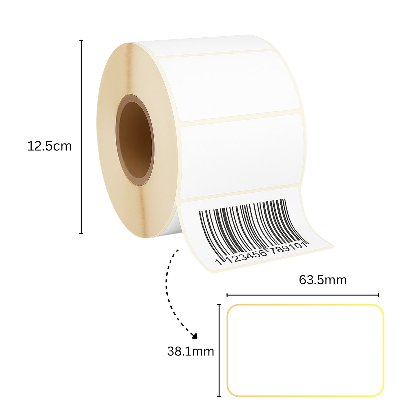 Pack of 1500 White Self Adhesive Thermal Printer Labels Roll 63.5 x 38.1mm