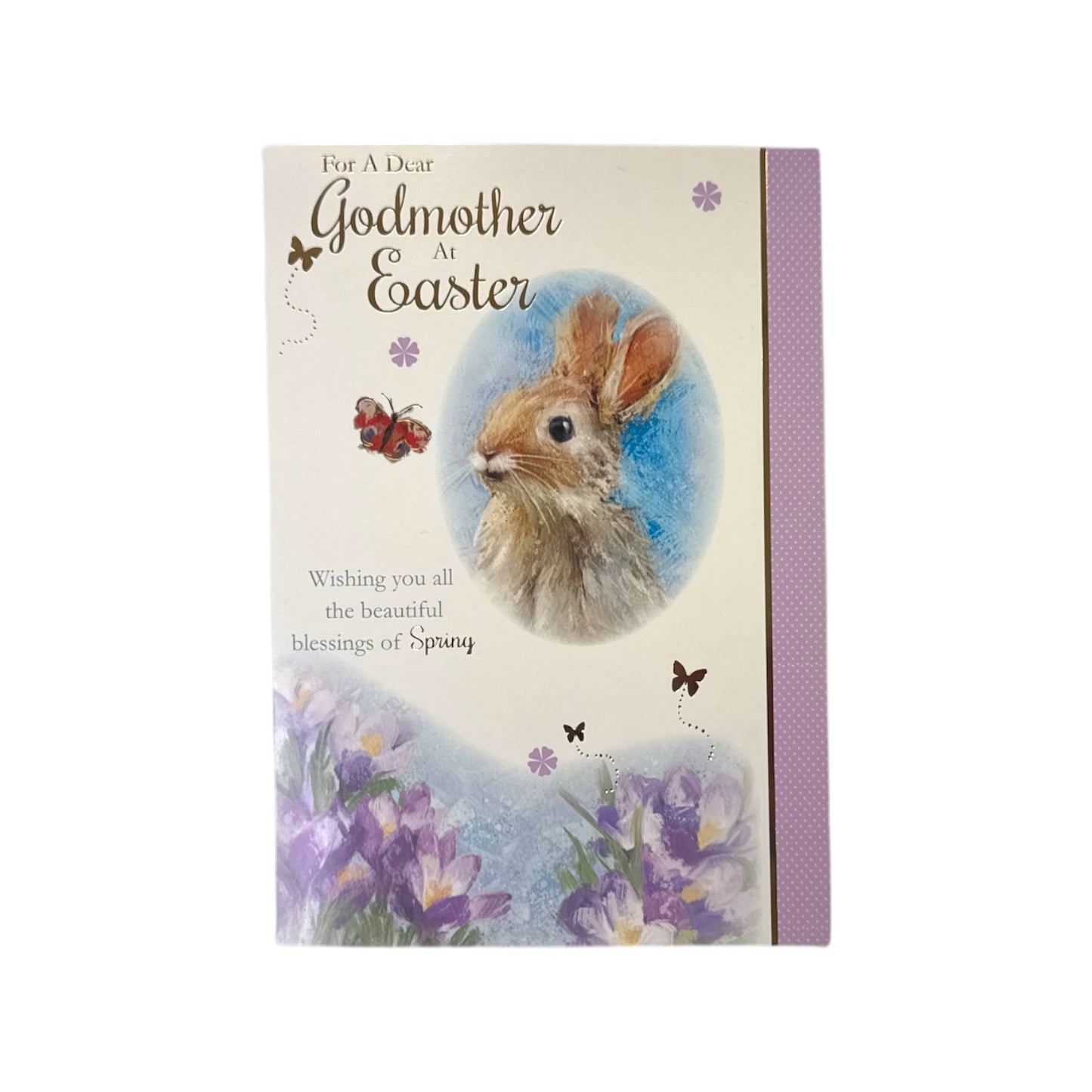 For A Dear Godmother Cute Rabbit Floral Design Easter Card